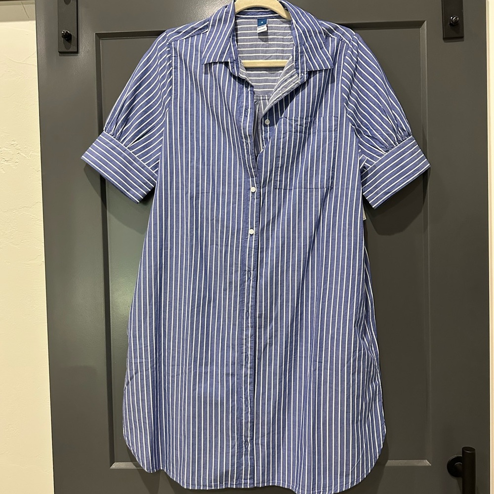 Old Navy Blue and White Striped Casual Dress